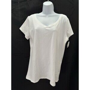 A veto Solid White Short Sleeve V Neck Top Cotton Blend  Women’s Size 1 X
